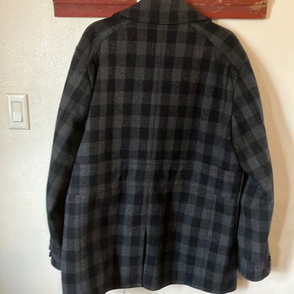 Calvin Klein Black and Gray Plaid Pea Coat - Picture 5 of 8